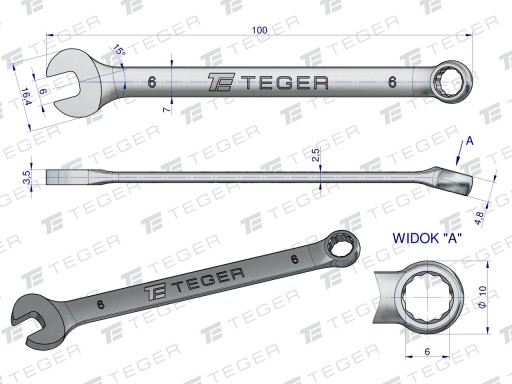 Kombinovaný kľúč TEGER 6 mm
