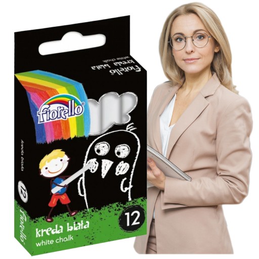 BIELE ŠKOLSKÉ KRIEDY, BEZ PRACHU, PRE DETI, 12 KS
