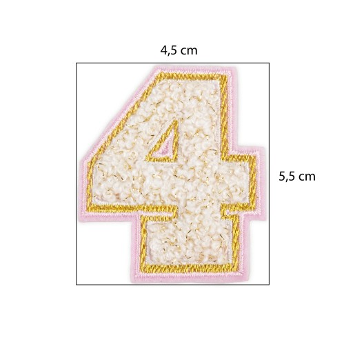 PATCH vyšívané veľké číslo 4 nápis FOUR