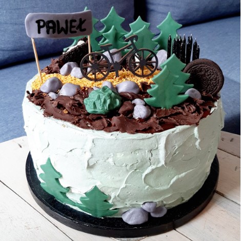 Torta na bicykel, čierna, 9cm PLEXI