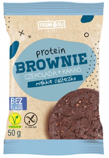 FRANK&OLI CHOCOLATE BROWNIE PROTEIN COOKIE 50G BEZ LAKTÓZY, BEZLEPKU