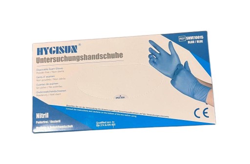 HYGISUN MODRÉ NITRILOVÉ RUKAVICE BEZ PÚDRU Veľkosť S