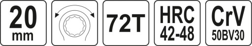 YATO KRÚŽKOVÝ KĽÚČ 20mm OHNUTÁ RAČNA CrV