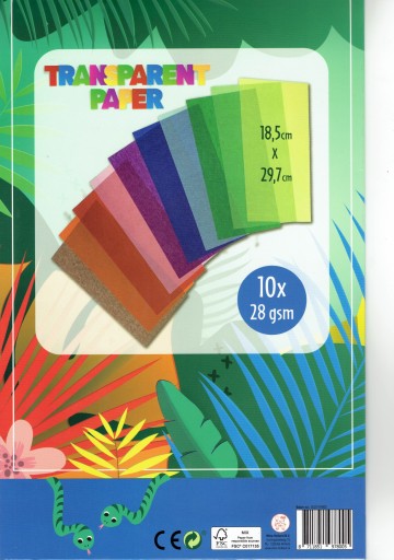 Priehľadný priehľadný papier, farebný pauzovací papier, 10 ks, 28 g/m 18,5 x 29,7 cm