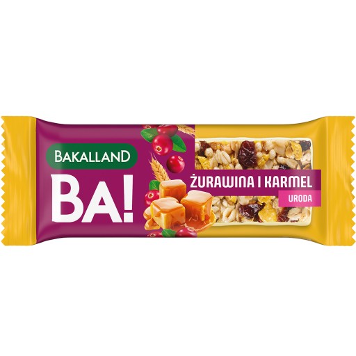 BAKALLAND BA! Brusnicová karamelová tyčinka 38 g