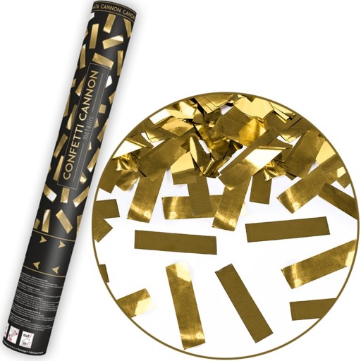 KONFETTIOVÁ VYstreľovacia trubica ZLATÁ METALICKÁ SVADOBNÁ SILVESTER NARODENINY 40 CM