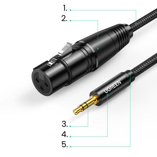 UGREEN ZVUKOVÝ KÁBEL XLR DO MINI jacku 3,5 mm pletaný kábel 1 m