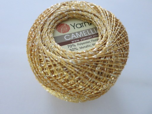 Šnúrka Camellia Yarn Art, metalizovaná, 419 zlato