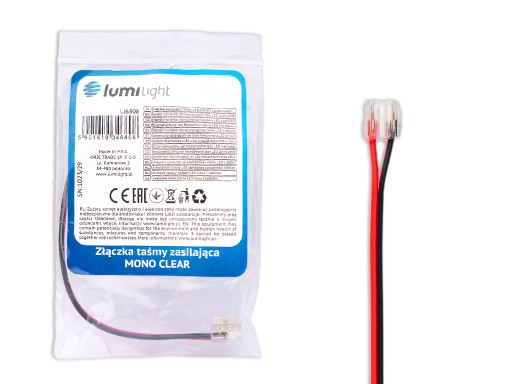 LED konektor zhodný s profilmi COB a SMD pásikov 8mm IP20 konektor s káblom
