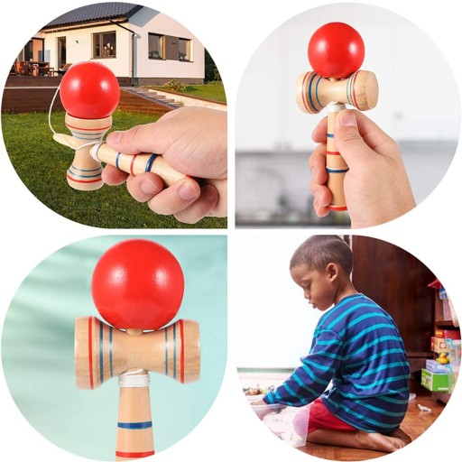KENDAMA DREVENÁ KLASICKÁ JAPONSKÁ ZRUČNOSTNÁ HRA CHYTNUTIE LOPTY