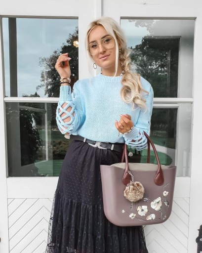 Ozdobná nákupná taška Pompom Powder Pink Heart