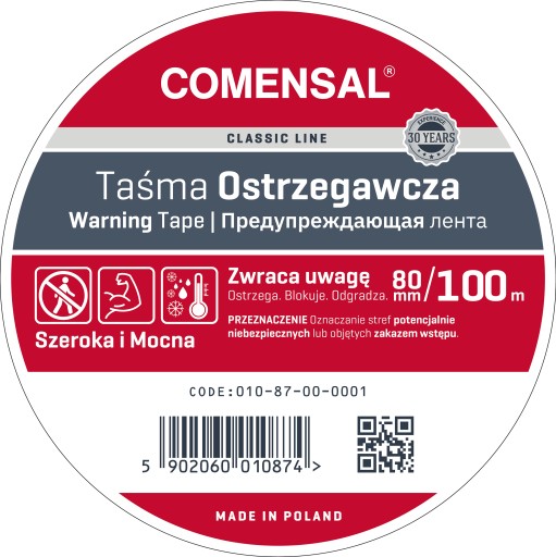 VÝSTRAHA páska čierna a žltá 80/100m SILNÁ