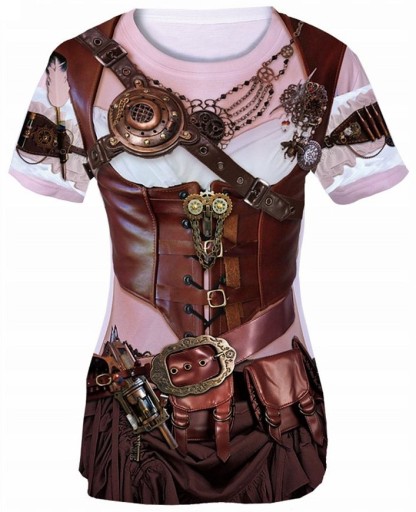 Tričko s potlačou Steampunk Lady Kostým Maškarné šaty Carnival M
