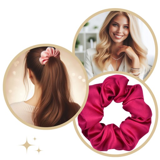 SATIN scrunchies gumička do vlasov, ružová, BEZPEČNÁ, lesklá, KOMFORTNÁ