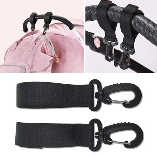 SET 2x HÁČIK HÁČEK ÚCHYTKA NA NÁKUPNÚ TAŠKU NAKUPOVANIE SO HÁČKOM NA VELCRO ČIERNA
