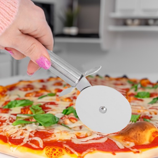 Nôž na pizzu krájač krájač ryhovanie okrúhly nerez ostrý