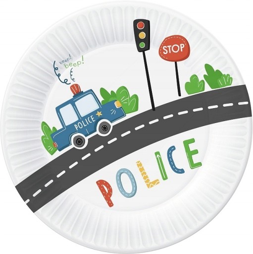 Policajné papierové taniere 18 cm 6 ks.