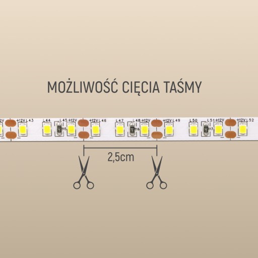 120LED VNÚTORNÝ PÁS. TEPLÁ BIELA 24W/m 1 METER