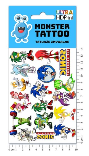 UMÝVAJÚCE DOČASNÉ TETOVANIE PRE DETI DETSKÉ SONIC ORIGINÁLNE DIZAJNY