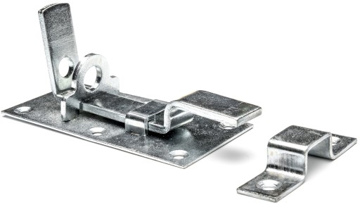 Závora dverí, západka visiaceho zámku, ZAOHNUTÁ 100 mm