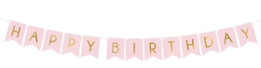 Ružová narodeninová girlanda, banner Happy Birthday,