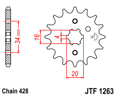 Predné ozubené koleso JT JTF1263.12 12z, veľkosť 428