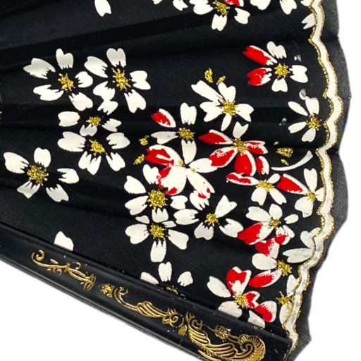 Ručný ventilátor Fabric BLACK gold 20s
