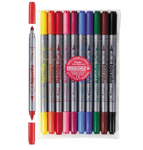 Sada obojstranných popisovačov Fibracolor Bipunta. 10 farieb