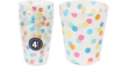 Sada 4 plastových KONFETTI pohárov 230ml