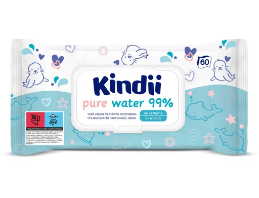 KINDII VLHČENÉ Utierky ČISTÁ VODA 60 KS