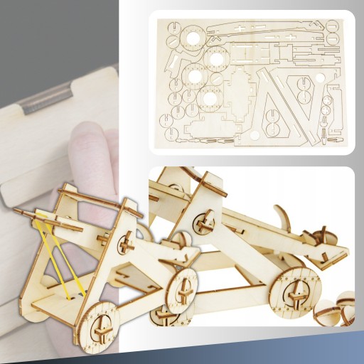 Drevená stavebnica skladačiek CATAPULT, stavebnica rakiet, DIY