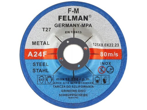 Kotúče na brúsenie ocele, kovu, FELMAN 125x8, HRÚBKA DO 8 mm