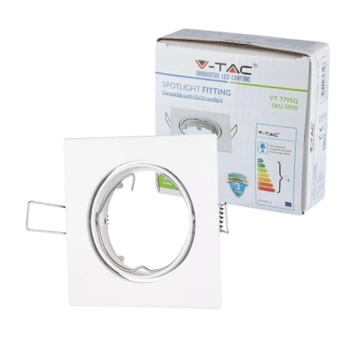 V-TAC GU10 Očko štvorcové pohyblivé biele VT-779-WH-SQ