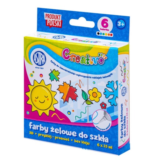 Vitrážové farby na sklo, gélové nálepky 6x15ml ASTRA