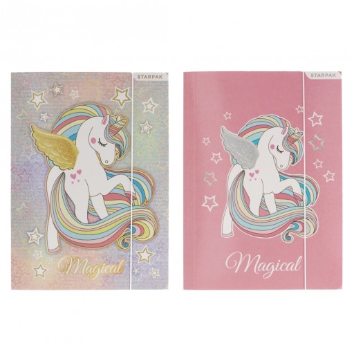 Školské leporelo A4 s gumičkou pre deti PAPIEROVÉ skladačky UNICORN STARPAK