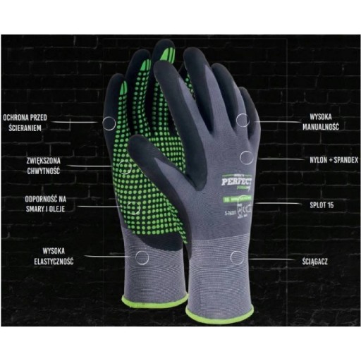 Nylonové pracovné rukavice Nitrile Flex D, veľkosť 9 Dokonalá ochrana STALCO