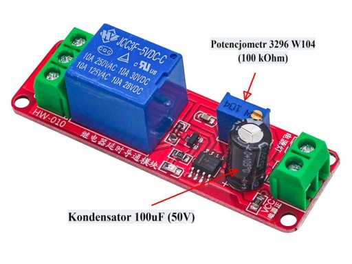 Modul časovača NE555 Oneskorenie 12V relé