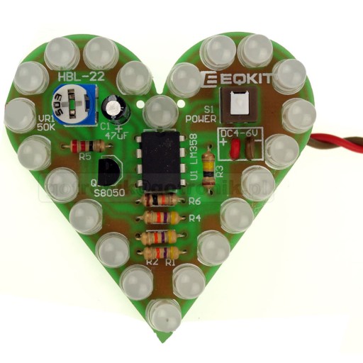 Blikajúce LED srdce - svetelný efekt (červené) DIY