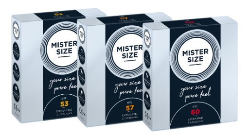 MISTER SIZE kondómy prispôsobené na veľkosť sada 3x3 ks 53 57 60 mm