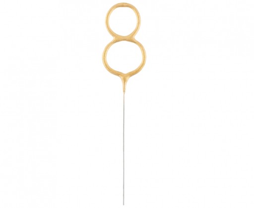 STUDENÉ PALOVAČE, zlaté ČÍSLO 8, tortová sviečka, 17 cm