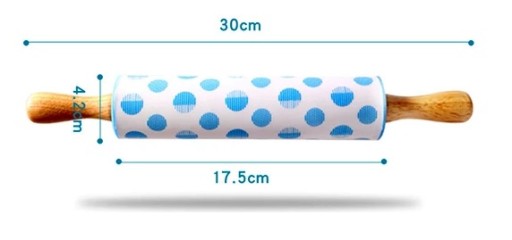 KUCHYŇSKÝ SILIKÓNOVÝ VALEC NA PIZZOVÉ CESTO, drevené rúčky, 30 cm, farby