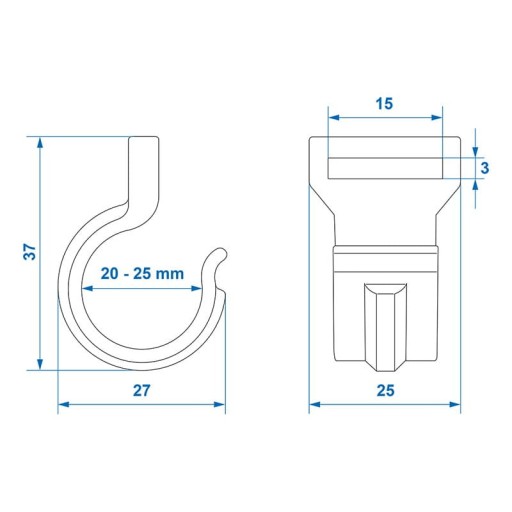 SVORKA NA NAPÁJANIE POPRUHU NA RÚRU 20-25 MM, ČIERNA