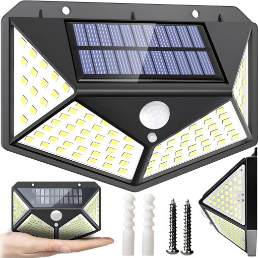 SOLÁRNA LAMPA 100LED SO SNÍMAČOM POHYBU A SÚMRAK HALOGÉN