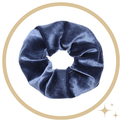 VELÚROVÁ gumička do vlasov, modrá, VEĽKÁ, XXL, módna scrunchies, KOMFORTNÁ