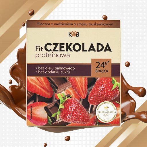 FIT Proteínová čokoláda 80g KWB mlieko s príchuťou Jahoda