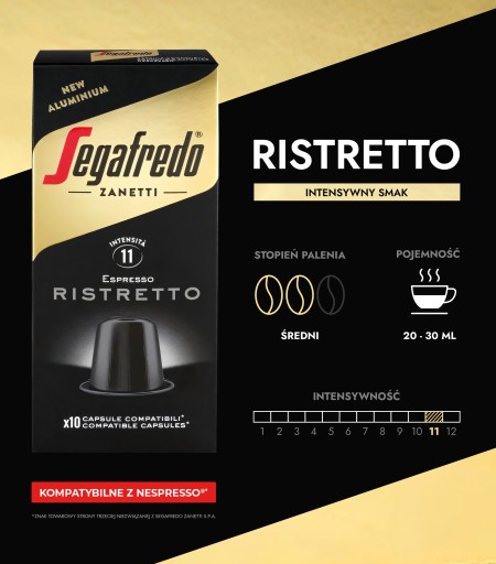 Kapsule Segafredo Ristretto 10 ks hliníkové, kompatibilné s Nespresso