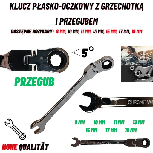 KOMBINOVANÝ KĽÚČ S RAČŇAČOU A KĹBOM 8MM, ODOLNÉ lámanie, 72 ZUBOV