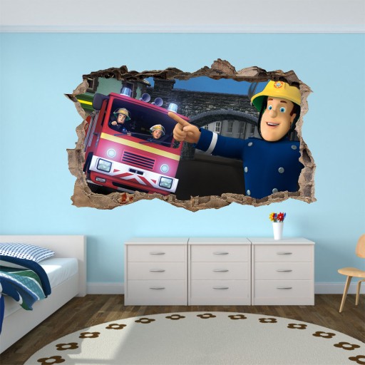 Nálepka na stenu FIREMAN SAM! 3D efekt! Veľký výber z