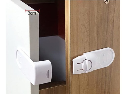 UHOLOVÝ BOČNÝ BEZPEČNOSTNÝ ZÁMEK PRE ZÁSUVKY, SKRIŇKY, DVERE NÁBYTKU