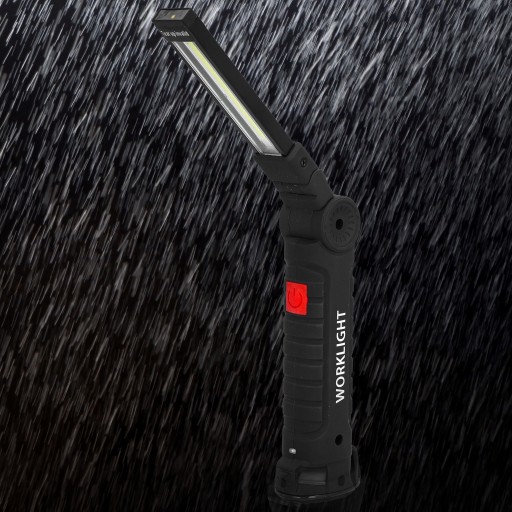 Dobíjacia LED dielenská baterka s COB magnetom, funkčné USB 5v1